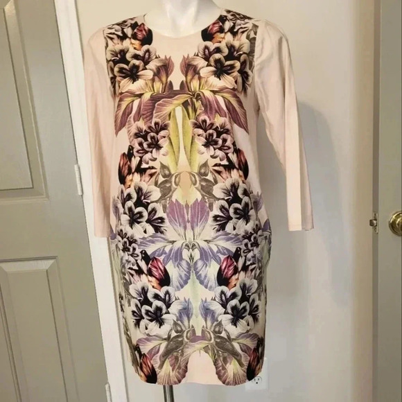 Corey Lynn Calter Shift Floral Iris Silk Blend Dress(4) - Picture 1 of 10